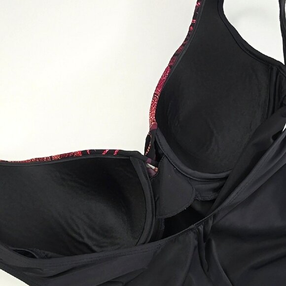 MIRACLESUIT Women's One Piece Tummy Control Swimsuit Black Pink Floral Size 10 - Picture 4 of 11